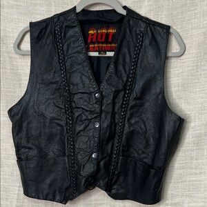 Black Leather Vest by Hot Leathers Size XL